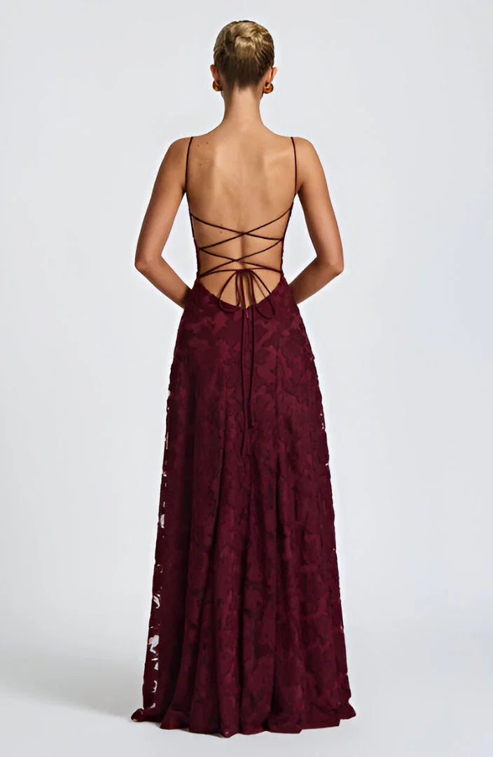 Women's Floral Maxi Dress | 3D Petal Appliqué & Flowing Formal Silhouette