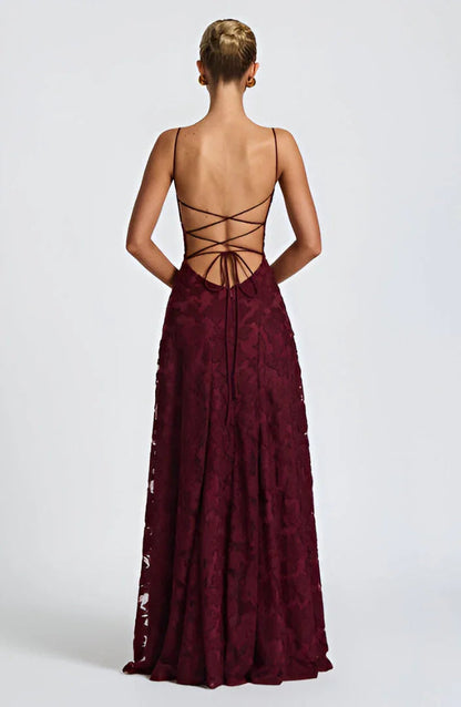 Women's Floral Maxi Dress | 3D Petal Appliqué & Flowing Formal Silhouette