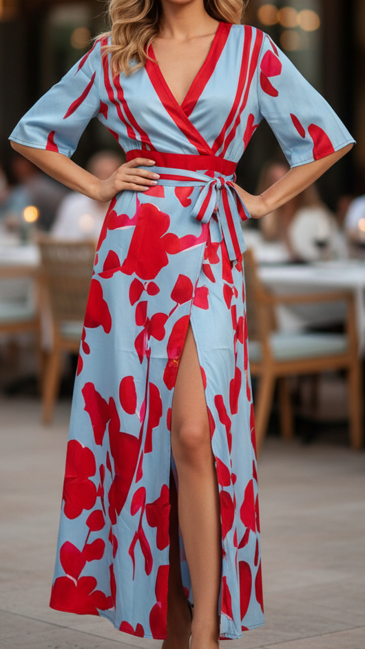 Women's Floral Maxi Dress | Elegant Wrap Design