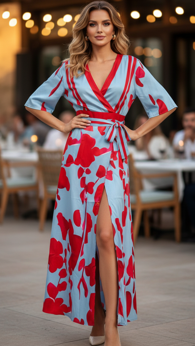 Women's Floral Maxi Dress | Elegant Wrap Design