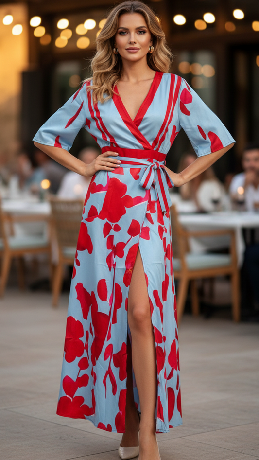 Women's Floral Maxi Dress | Elegant Wrap Design