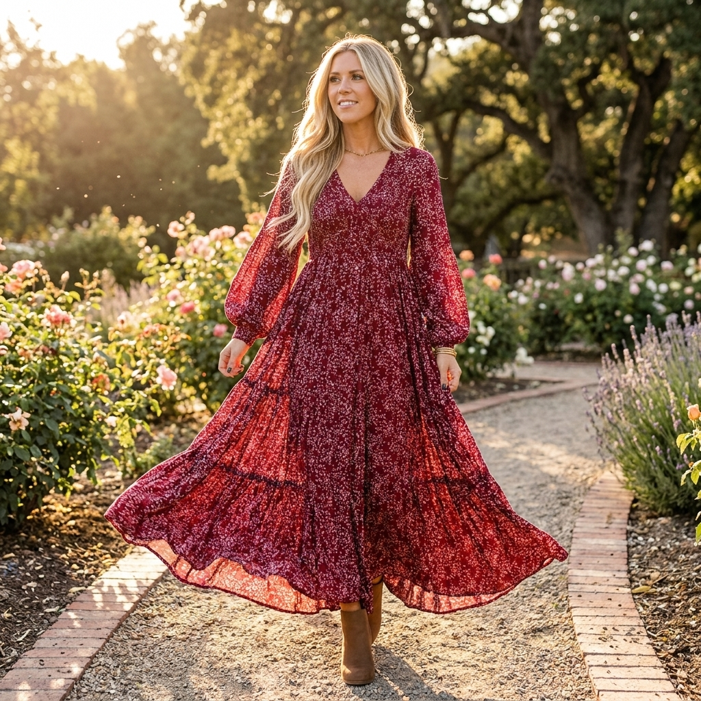 Women's Floral Maxi Dress | Smocked Waist & Hidden Pockets