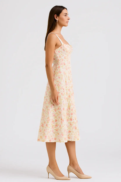 Women's Floral Maxi Dress | Sweetheart Front Tie
