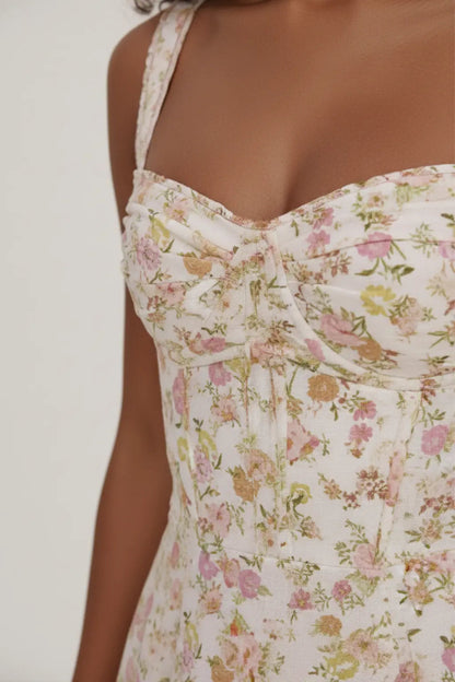 Women's Floral Maxi Dress | Sweetheart Front Tie