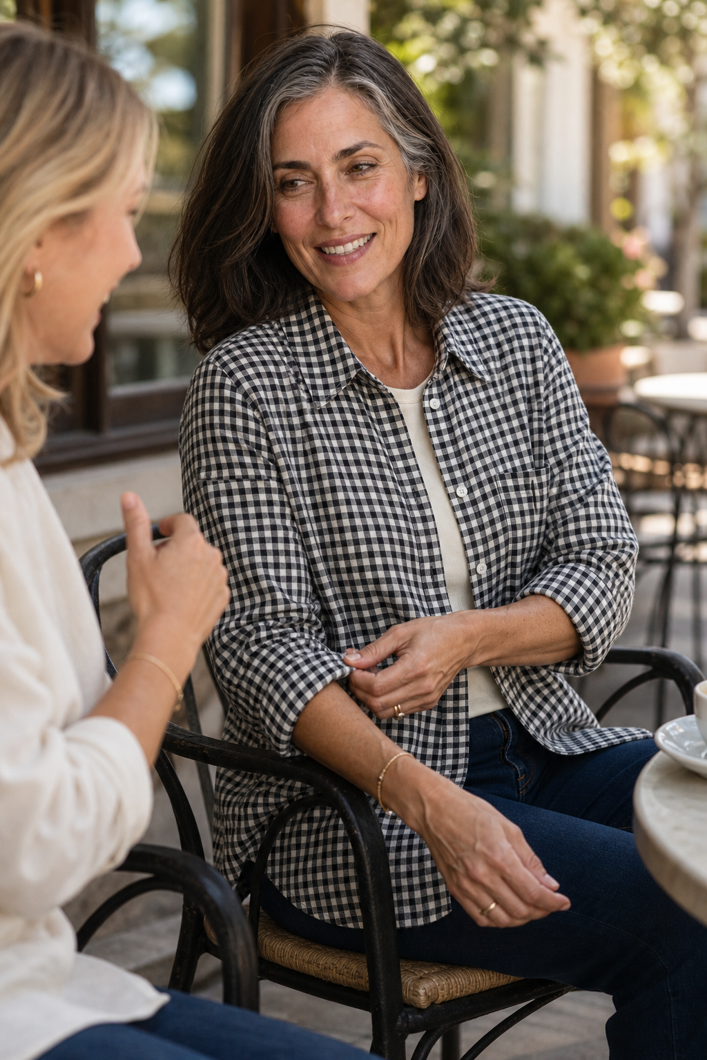 Women's Gingham Shirt | Curved Hem & Wrinkle-Resistant