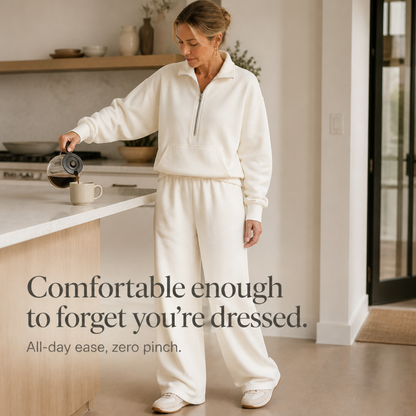 Women's Half-Zip Lounge Set | Soft Knit & Wide-Leg Comfort