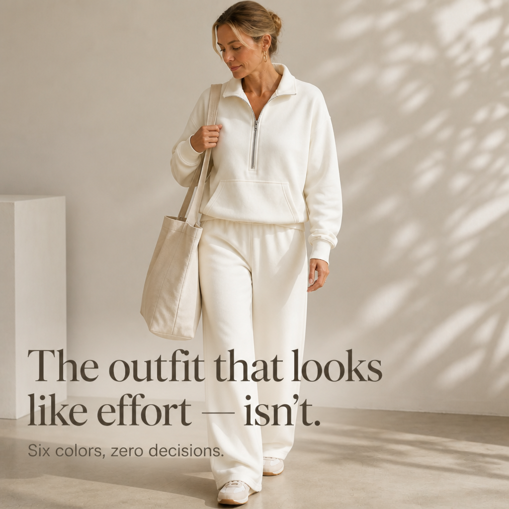Women's Half-Zip Lounge Set | Soft Knit & Wide-Leg Comfort