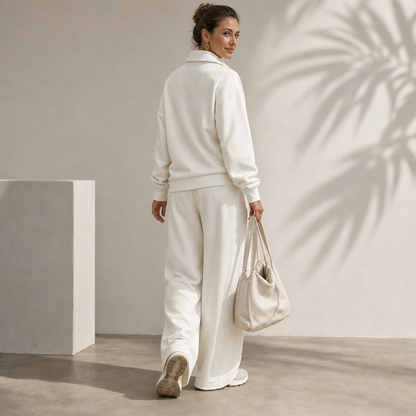 Women's Half-Zip Lounge Set | Soft Knit & Wide-Leg Comfort