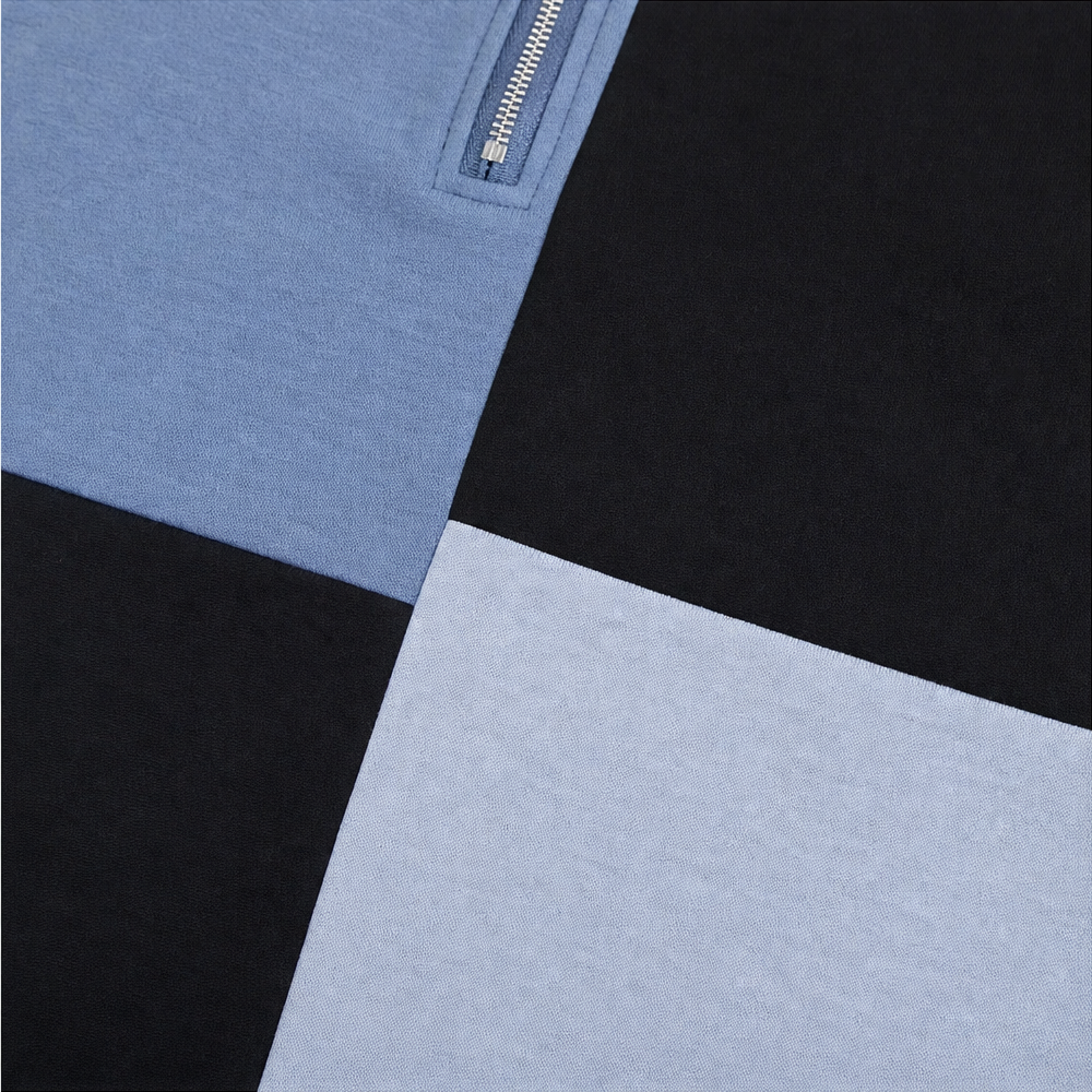 Women's Half-Zip Sweatshirt | Colorblock Plaid Design