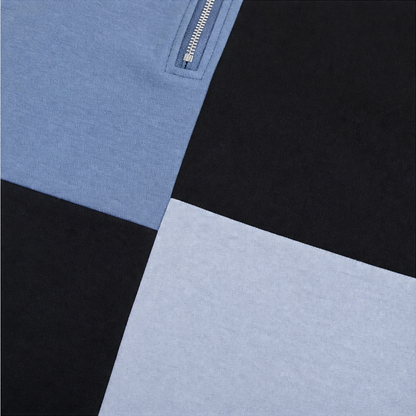 Women's Half-Zip Sweatshirt | Colorblock Plaid Design