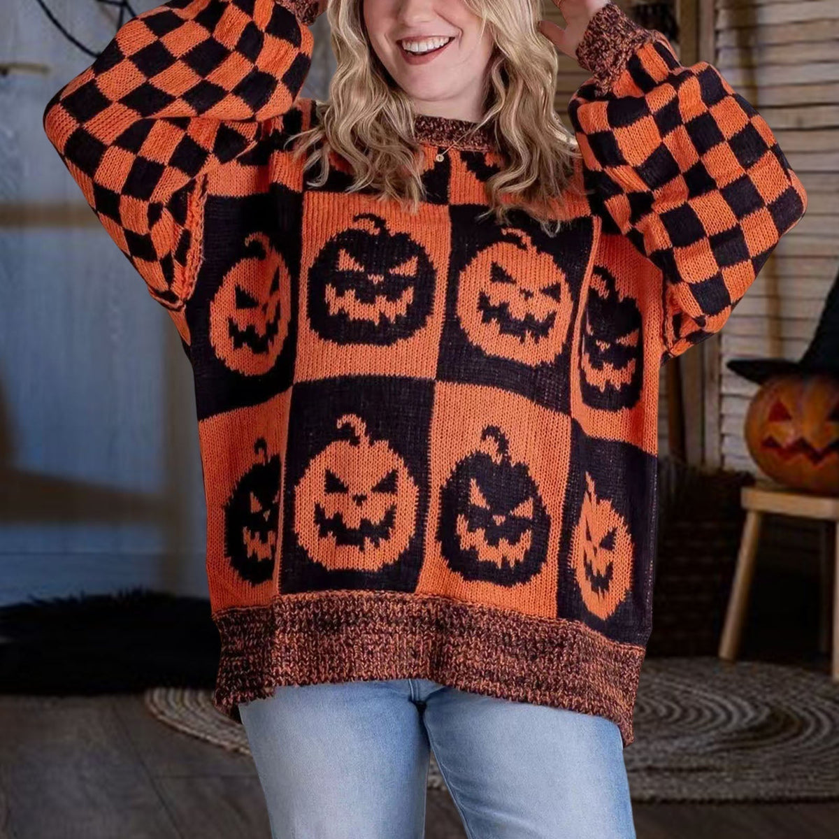 Women's Halloween Jumper | Pumpkin Print & Cosy Comfort