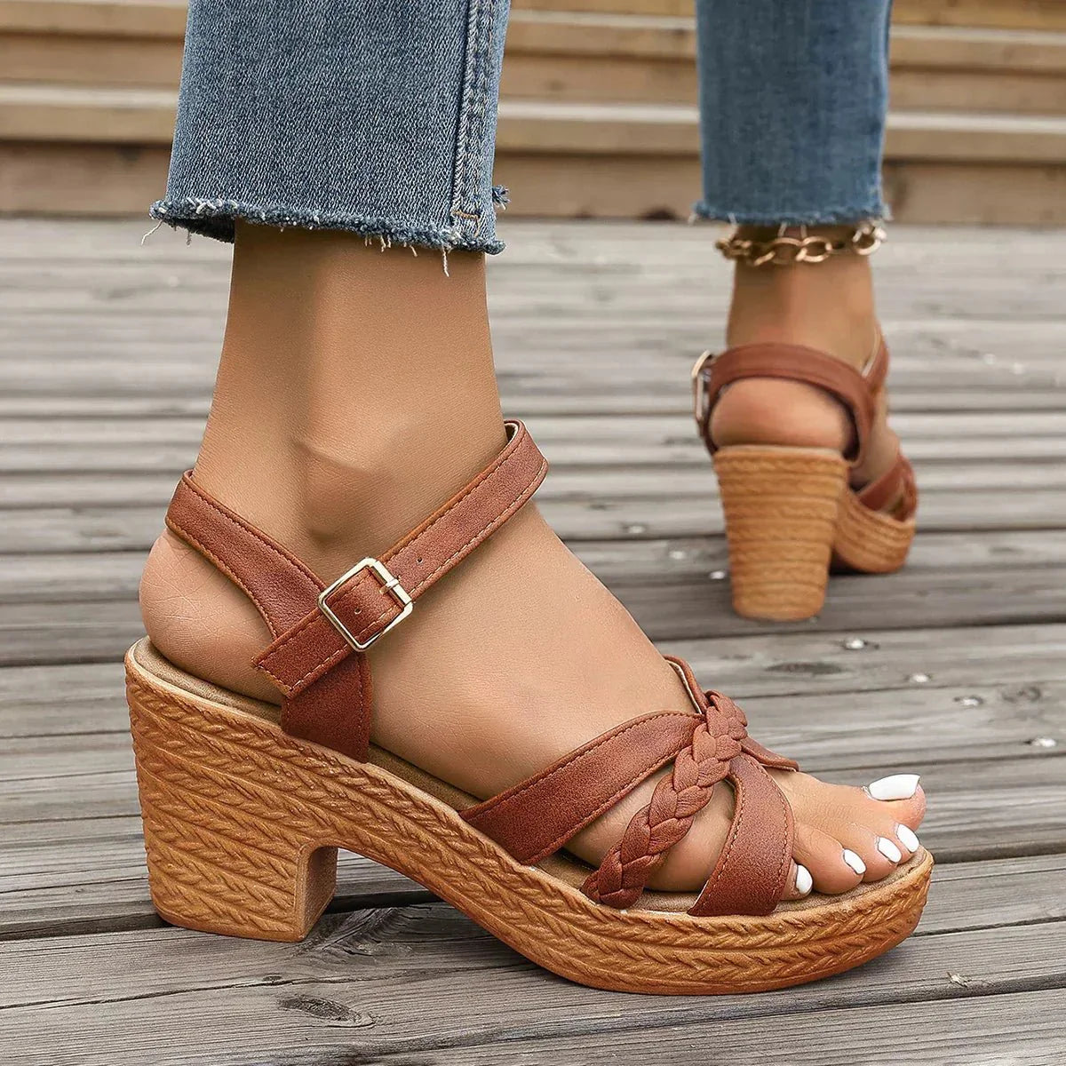 Women's Heeled Sandals | Block Heel Ankle Strap