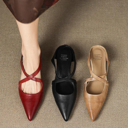 Women's Heels | Cross-Strap Design & Pointed Toe Elegance