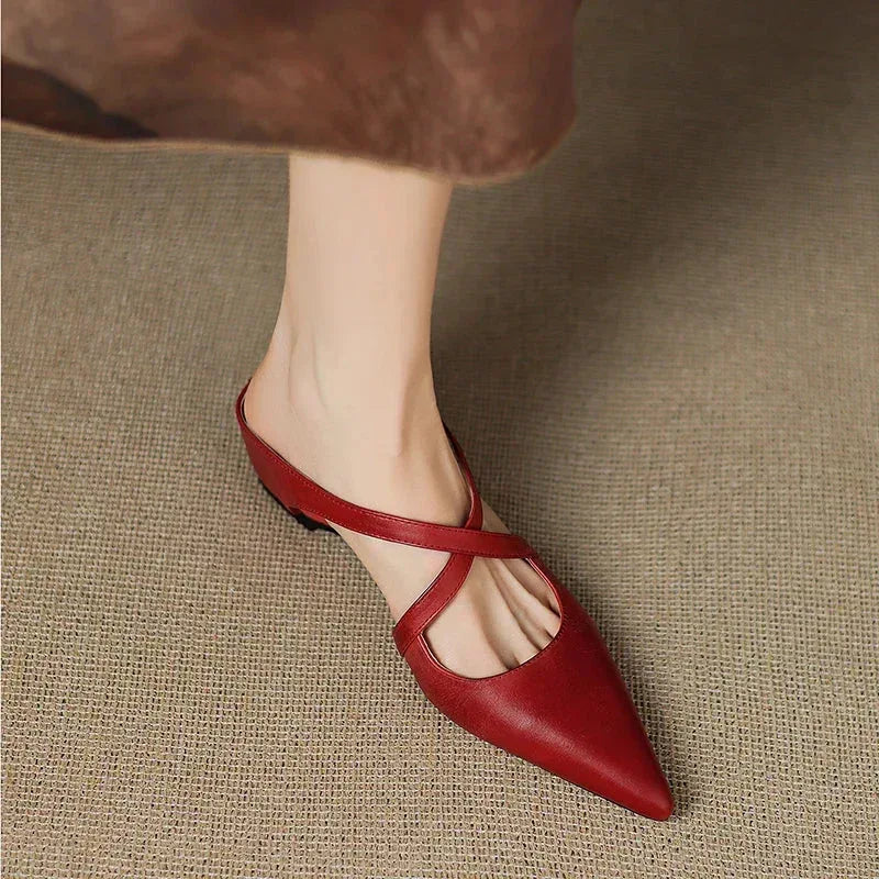 Women's Heels | Cross-Strap Design & Pointed Toe Elegance