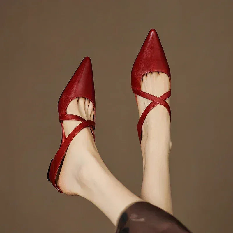 Women's Heels | Cross-Strap Design & Pointed Toe Elegance