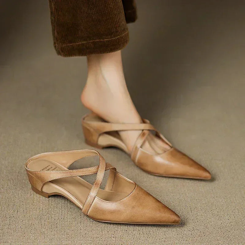 Women's Heels | Cross-Strap Design & Pointed Toe Elegance