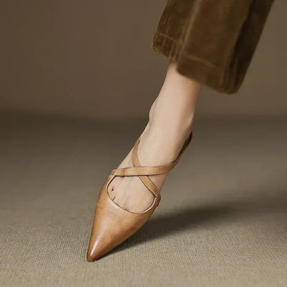 Women's Heels | Cross-Strap Design & Pointed Toe Elegance