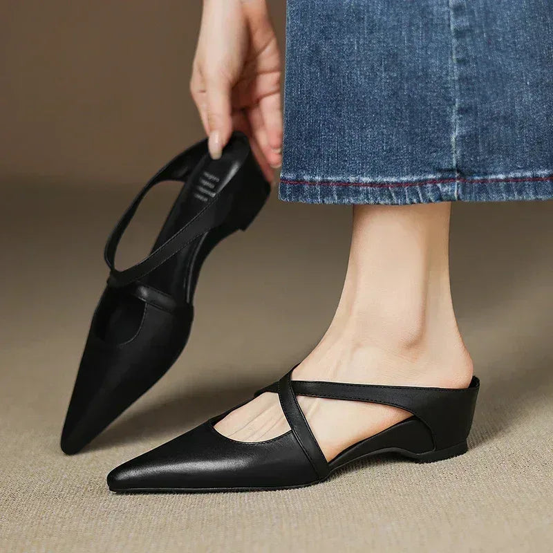Women's Heels | Cross-Strap Design & Pointed Toe Elegance