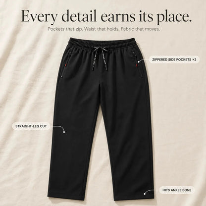 Women's High Waist Pants Zip Pockets Straight Leg Stretch