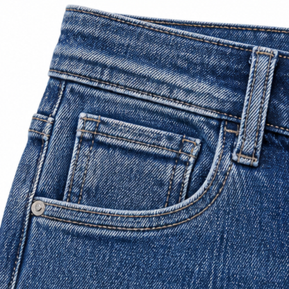 Women's High-Waisted Crossover Jeans | Straight-Leg & Stretch Comfort
