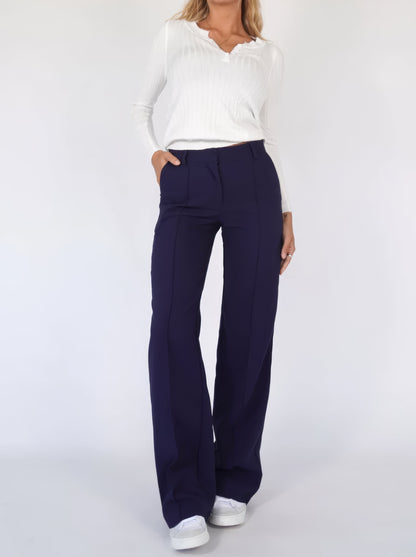Women’s High-Waisted Straight Leg Trousers – Chic Centre Crease Design