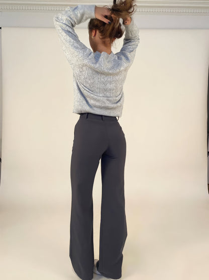 Women’s High-Waisted Straight Leg Trousers – Chic Centre Crease Design