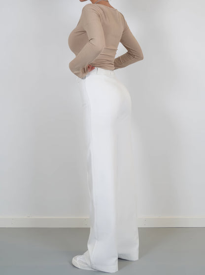 Women’s High-Waisted Straight Leg Trousers – Chic Centre Crease Design