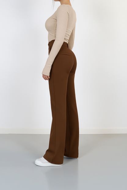 Women’s High-Waisted Straight Leg Trousers – Chic Centre Crease Design