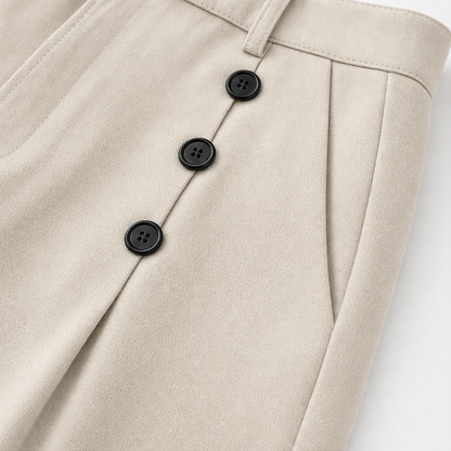 Women's High-Waisted Wide-Leg Trousers Pleated Front