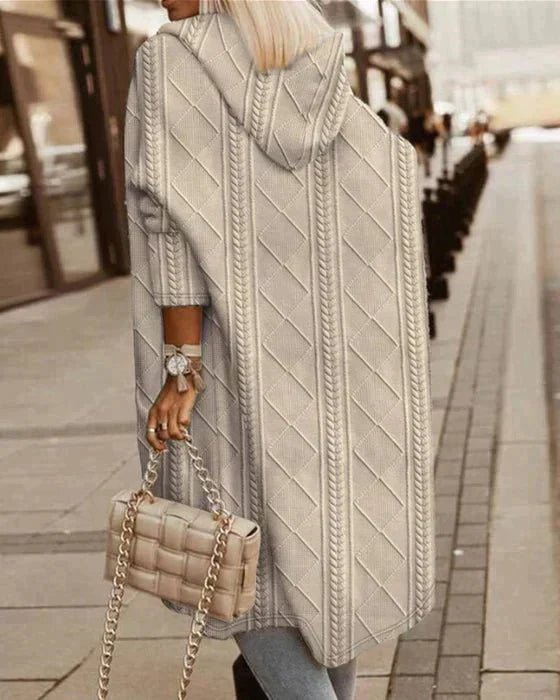 Women's Hooded Cardigan Longline Relaxed Fit Knit Coat