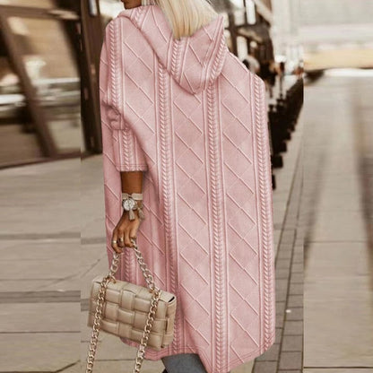 Women's Hooded Cardigan Longline Relaxed Fit Knit Coat