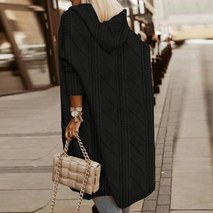 Women's Hooded Cardigan Longline Relaxed Fit Knit Coat