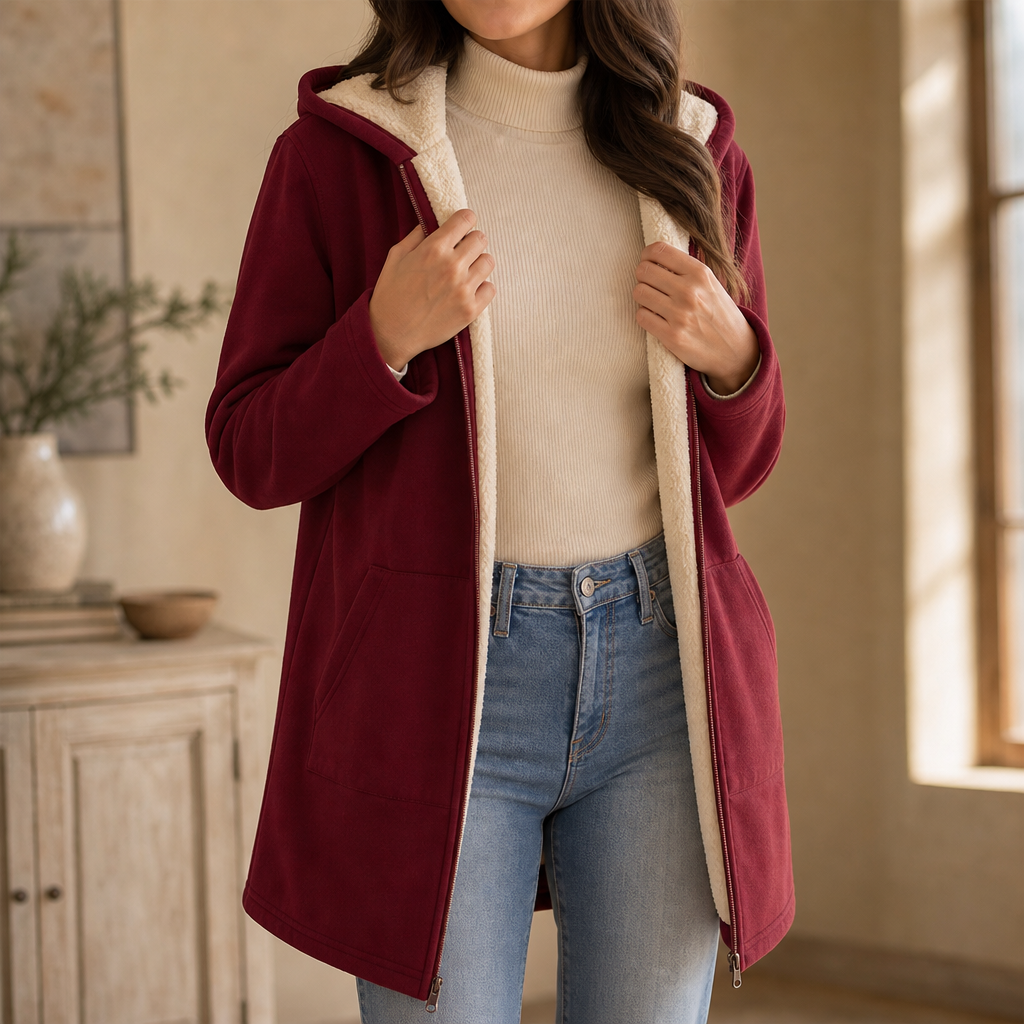 Women's Hooded Jacket Lightweight Mid-Length Relaxed Fit