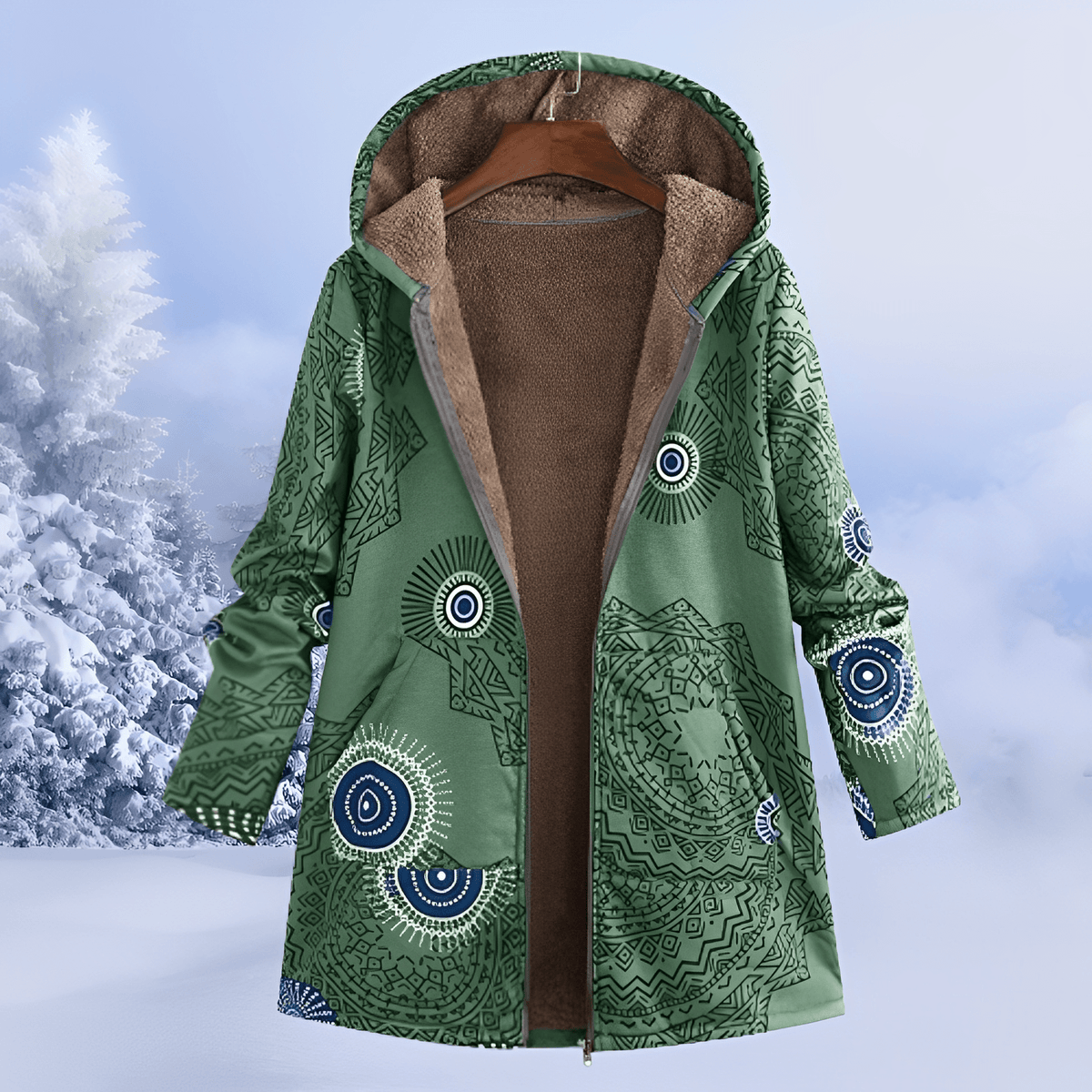Women's Hooded Longline Jacket Floral Print Relaxed Fit