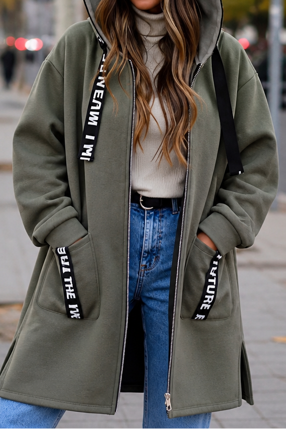 Women's Hooded Sweatshirt Coat | Knee-Length & Warm