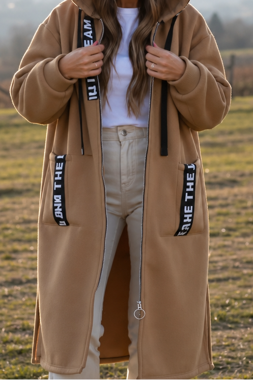 Women's Hooded Sweatshirt Coat | Knee-Length & Warm