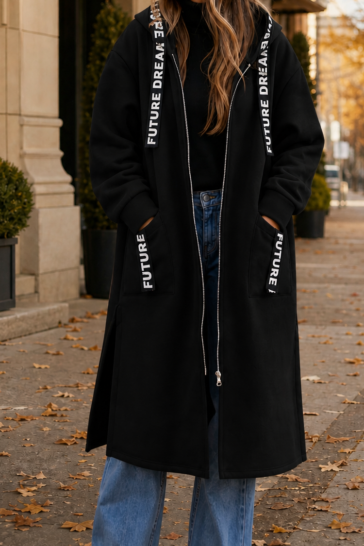 Women's Hooded Sweatshirt Coat | Knee-Length & Warm