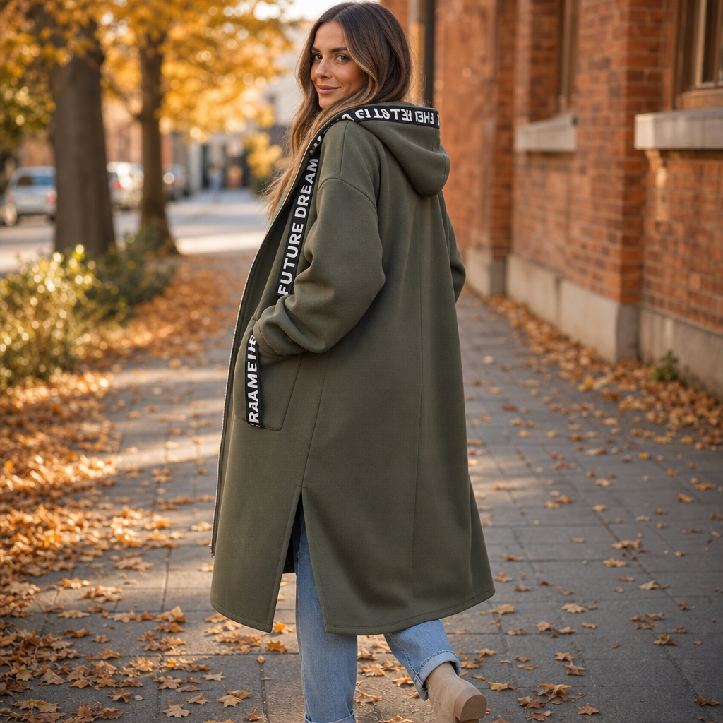 Women's Hooded Sweatshirt Coat | Knee-Length & Warm