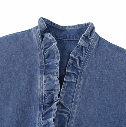 Women's Jacket | Open Front & Ruffle Trim