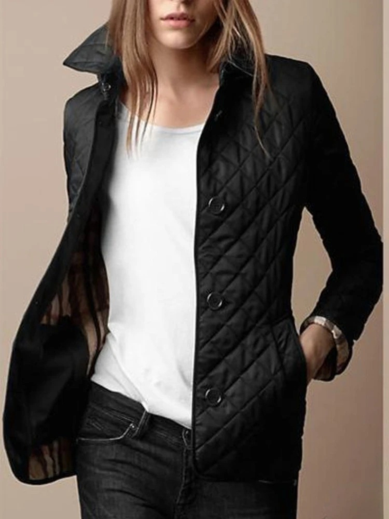 Women's Jacket | Quilted & Turned-Down Collar