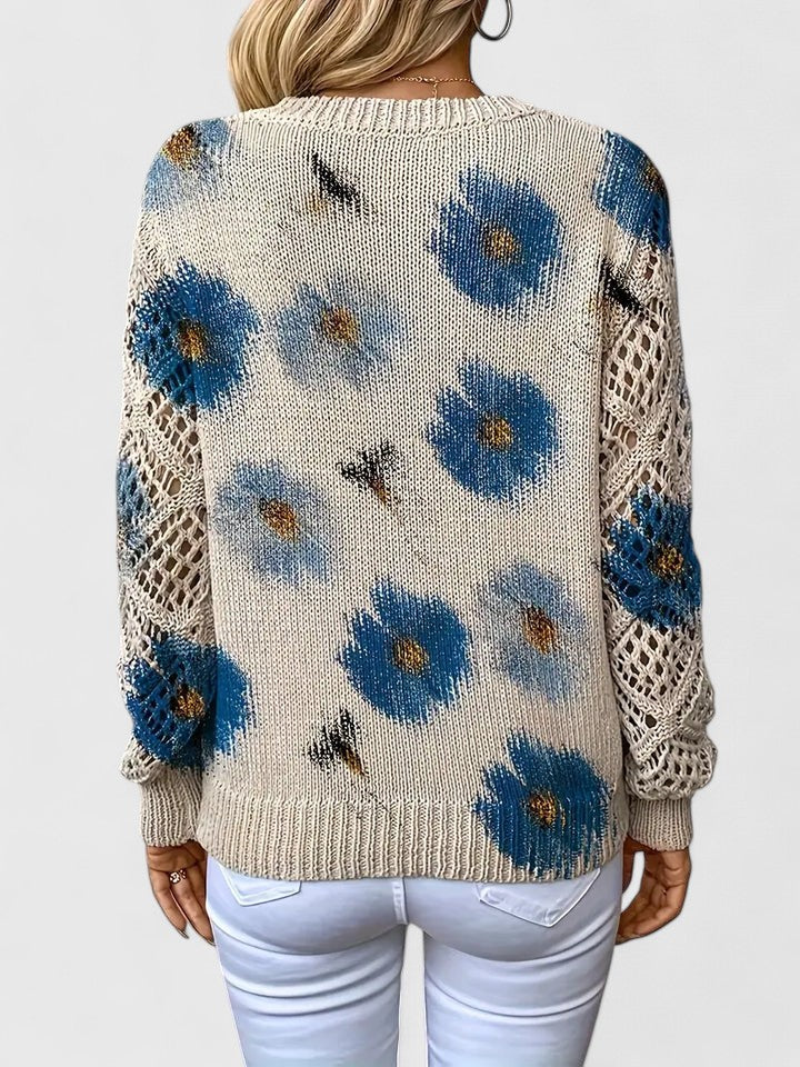 Women's Jumper | Floral V-Neck Design