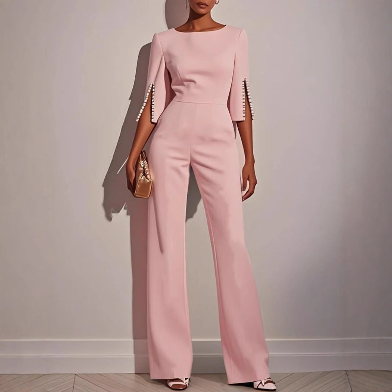 Women's Jumpsuit | Wide Leg Pearl Detail