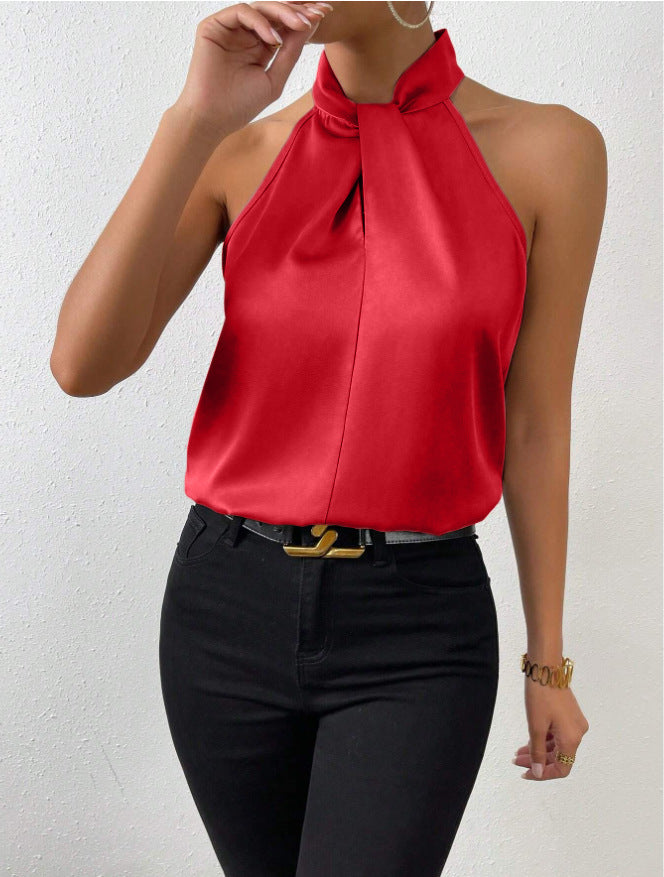 Women's Knot Neck Top | Sleeveless Halter Fit