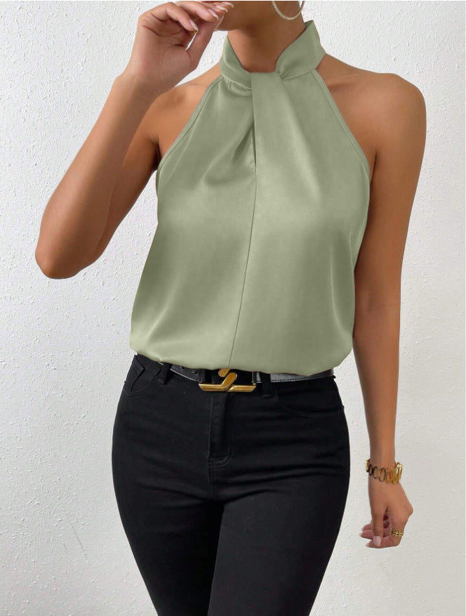 Women's Knot Neck Top | Sleeveless Halter Fit