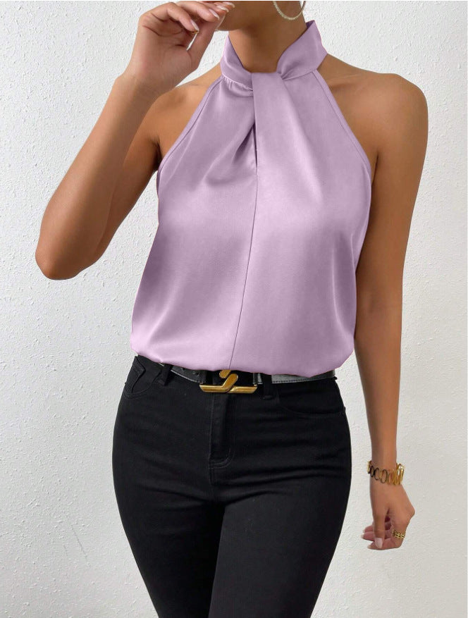 Women's Knot Neck Top | Sleeveless Halter Fit