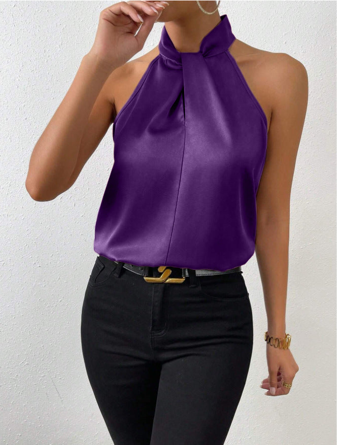 Women's Knot Neck Top | Sleeveless Halter Fit
