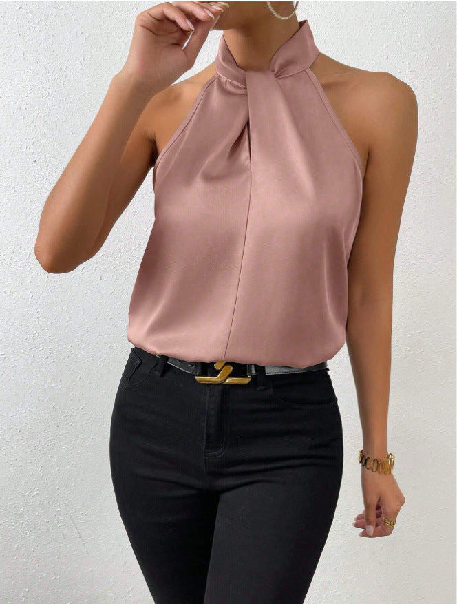 Women's Knot Neck Top | Sleeveless Halter Fit
