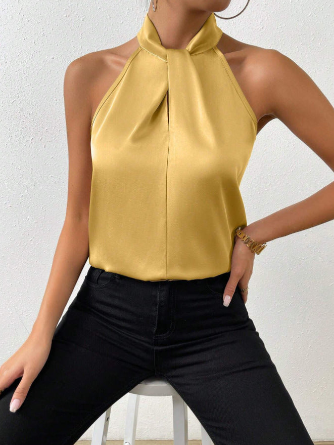 Women's Knot Neck Top | Sleeveless Halter Fit