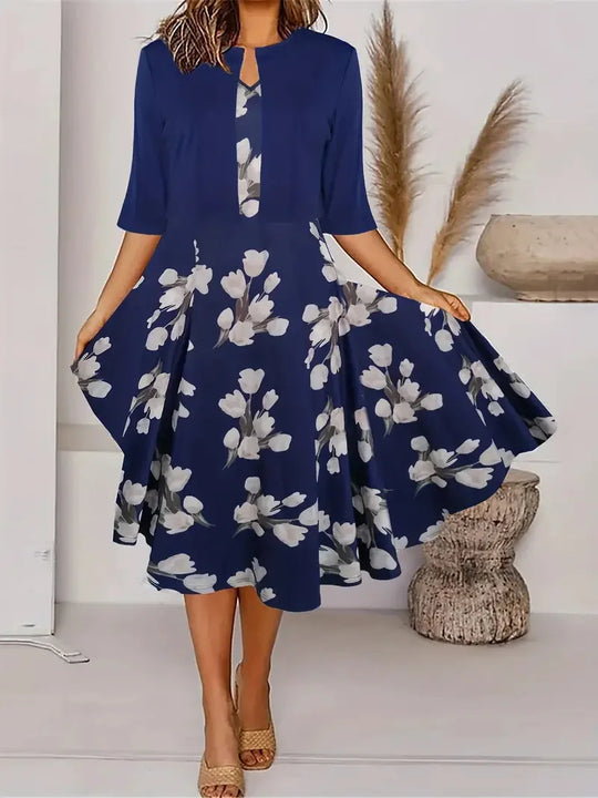 Women's Long Dress | Elegant Print & Flattering Fit