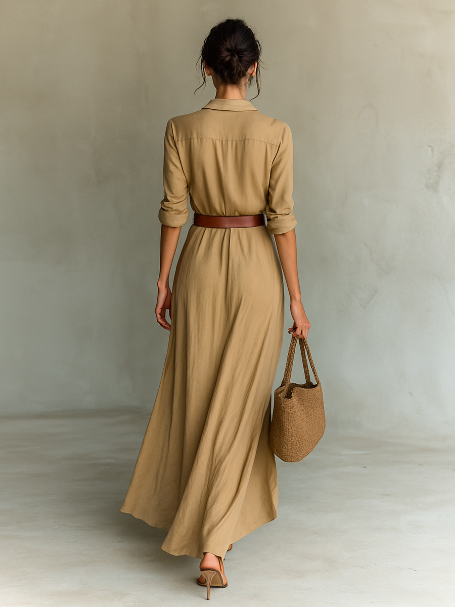 Women's Long Dress | Elegant Wrap Style & Belted Waist
